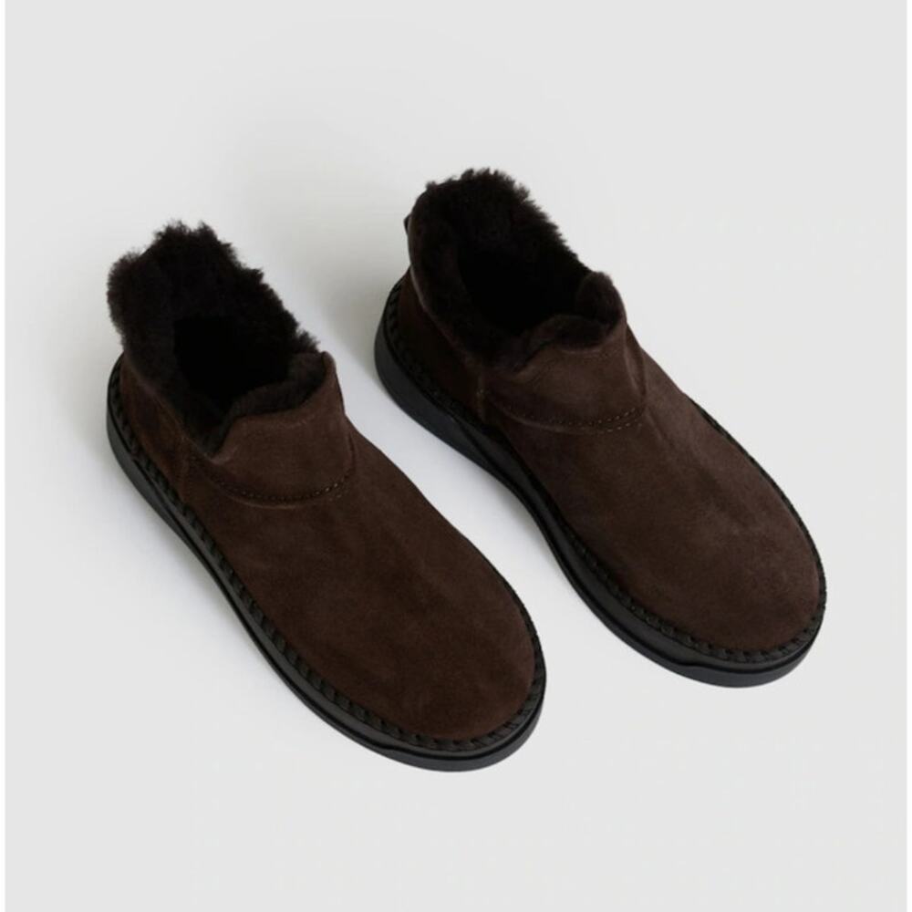 New Sylvie Shearling-Lined Suede Ankle Boots in Chocolate 5.5